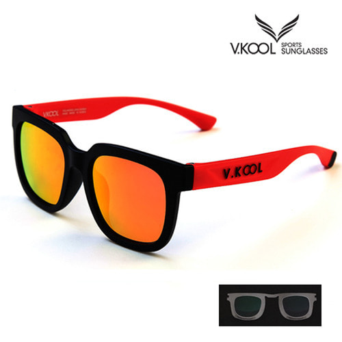 [V-KOOL] VK-2001 편광안경 블랙 레드 (도수클립포함)